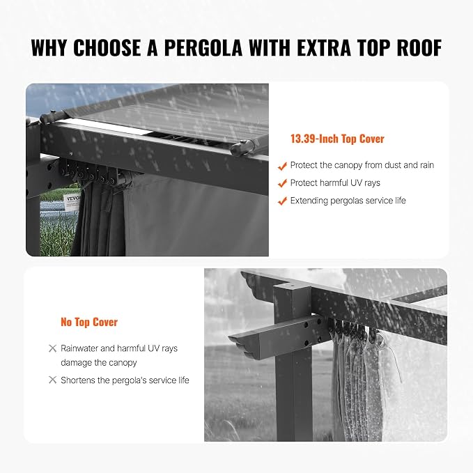 VEVOR 10'x10' Outdoor Retractable Pergola - Image 3