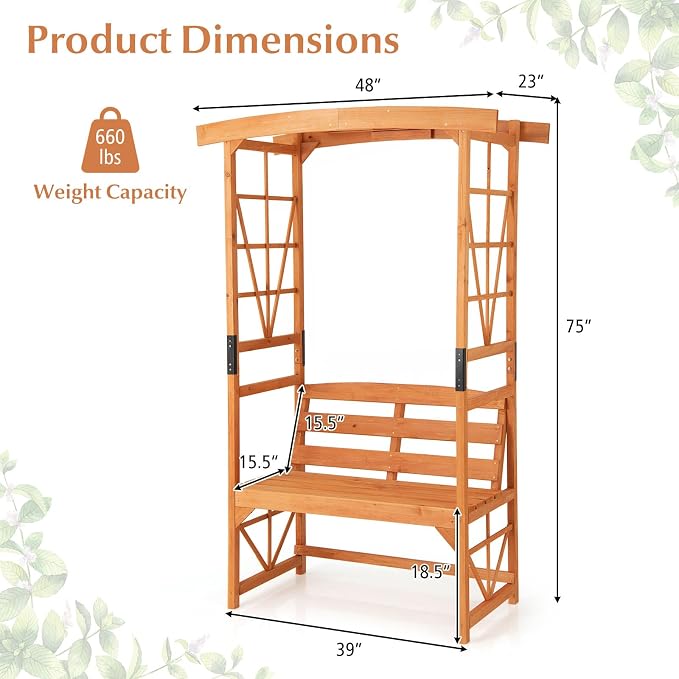 Giantex Garden Arbor with Bench - Image 7
