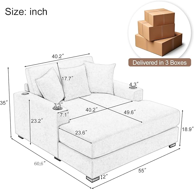 Merax Modern Upholstered Indoor Chaise Lounge - Image 2