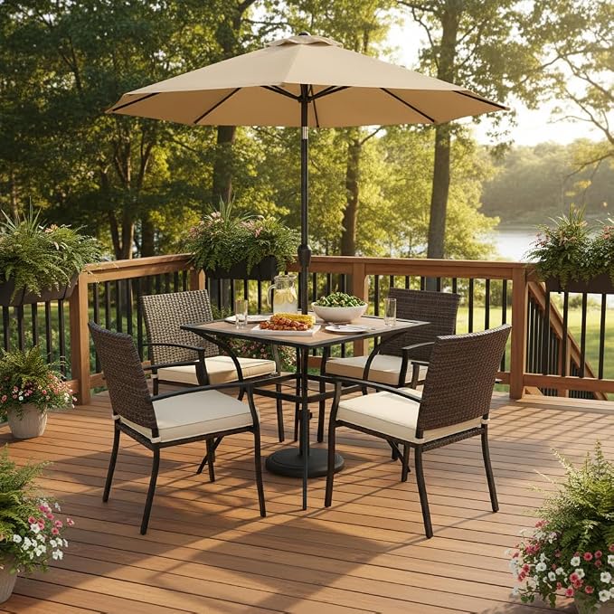 Tangkula Metal Square Patio Dining Table - Image 2