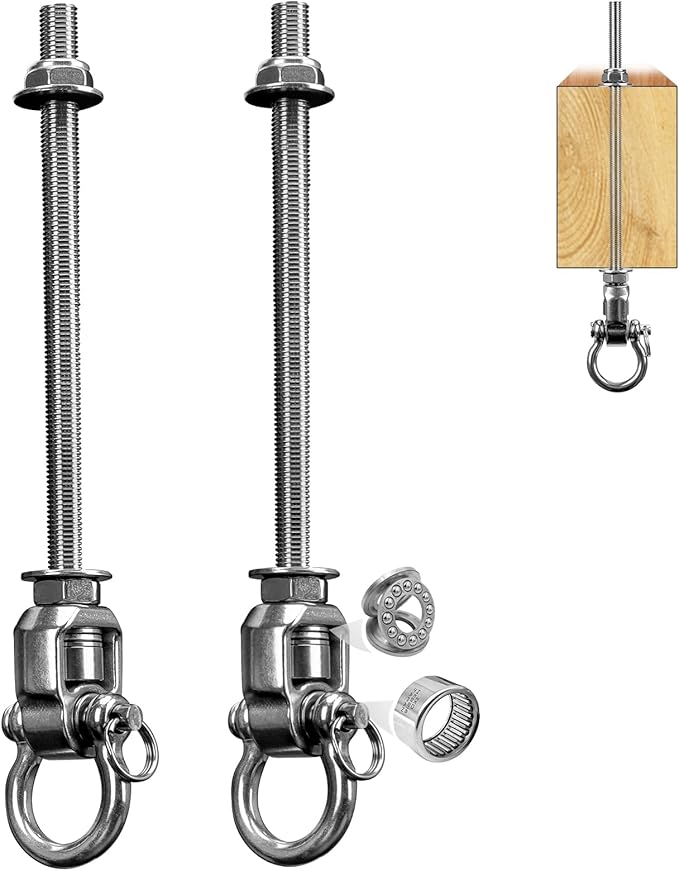 2 Heavy Duty Swing Hangers 360° Bearing Stainless Steel Swing Hooks 1000LBS by Dakzhou