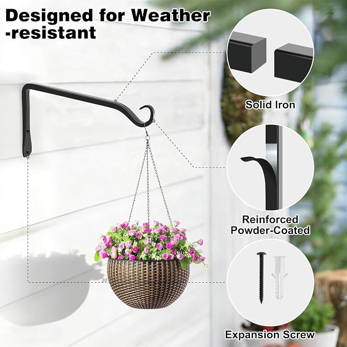 Gtongoko 2 Pack 8 Inch Metal Plant Hangers Wall Hooks - Image 3