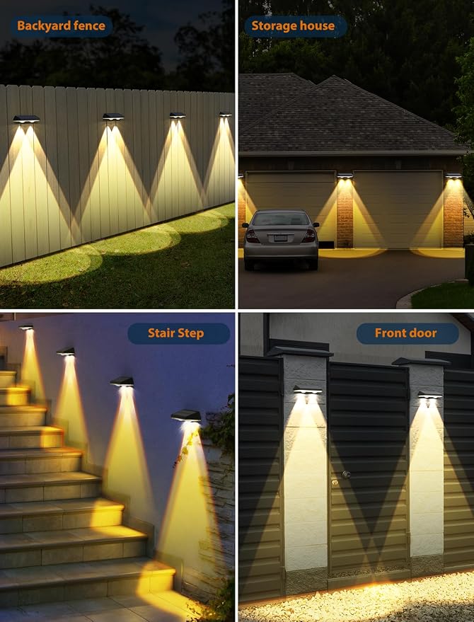 Solar Fence Lights Outdoor, 2700/4000/6000K 3 Modes Bright Lens LED Dusk to - Image 5
