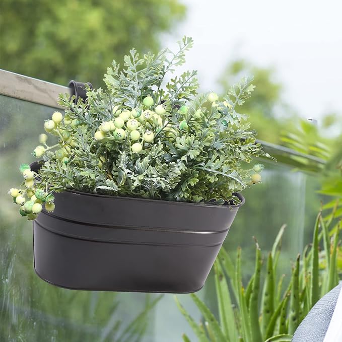 HowRU Metal Iron Flower Pots for Railing Fence Hanging Bucket Pots and Hanging - Image 6