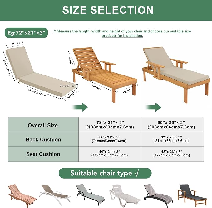Chaise Lounge Cushions Outdoor Set of 4 - Image 6