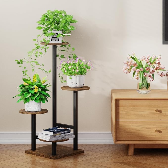 Plant Stand Indoor with Grow Light, 4-Tiered Tall Plant Stand Indoor, Metal - Image 8