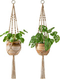 Mkono 2 Pack Macrame Plant Hangers Indoor Hanging Planter Basket Decorative by Mkono