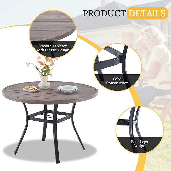 VICLLAX Round Patio Table with Adjustable Umbrella Hole, All Weather Outdoor - Image 7
