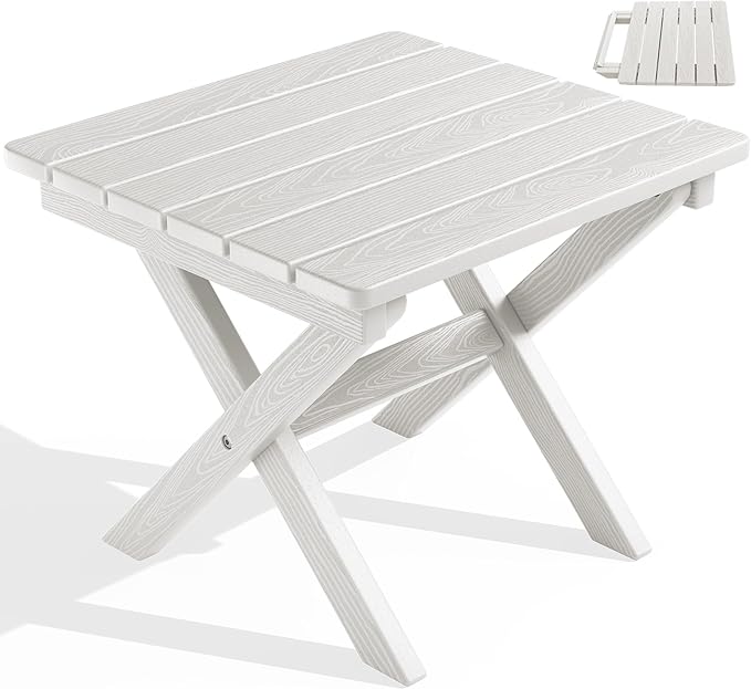 SERWALL Portable Folding Adirondack Table, HDPE Material Outdoor End Table by SERWALL
