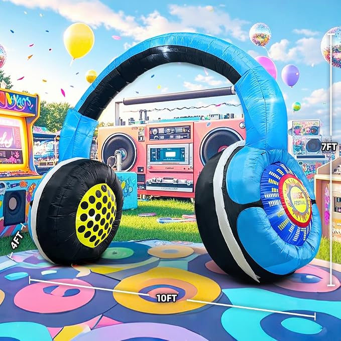 80's 90's Party Decoration 10FT Inflatable Headphones Archway Party Decorations - Image 5
