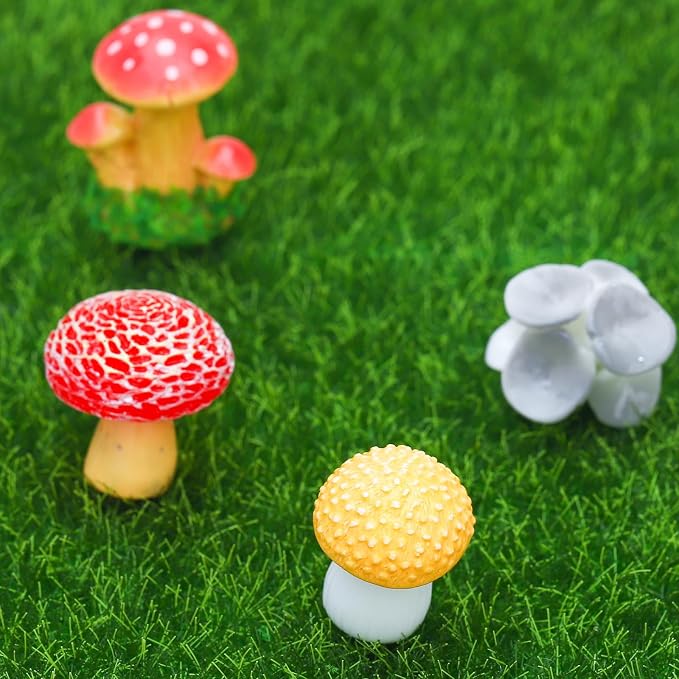 ONEST 33 Pieces Garden Miniature Accessories Mini Resin Mushroom Lawn Micro - Image 5