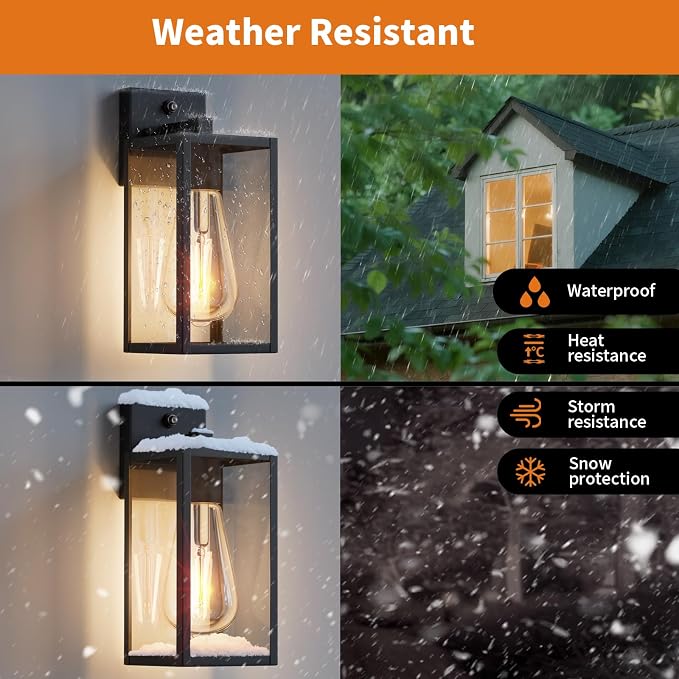 2 Pack 13‘’ Dusk to Dawn Outdoor Wall Light Fixture, Large Front Porch Lights - Image 4