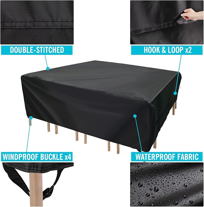 Velway Patio Furniture Cover Outdoor Waterproof Rectangular Patio Table Chair - Image 8