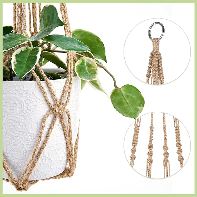 Dahey Macrame Plant Hanger Indoor Outdoor Hanging Planter Basket Large - Image 4