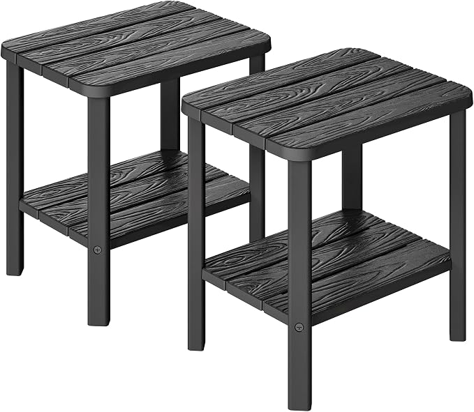 Adirondack Square Outdoor Side Table Set of 2, 2-Tier Small Outdoor Table by NBYSGO