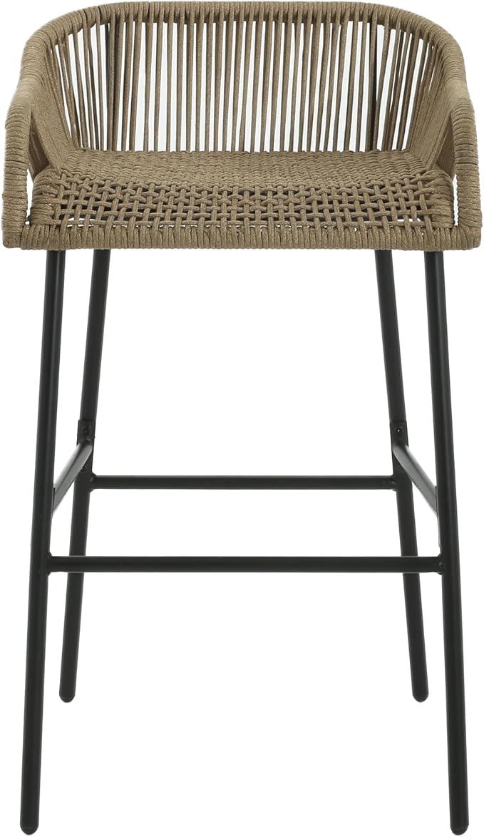 Christopher Knight Home Outdoor Patio Rope Weave Iron Barstools, Powder Coated - Image 7
