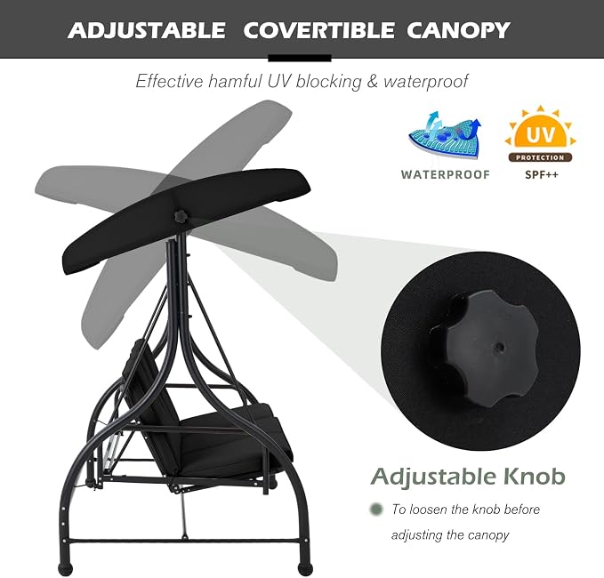 AECOJOY 3-Seat Outdoor Porch Swing - Image 3