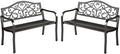 MFSTUDIO Outdoor Metal Bench Set of 2, Garden Patio 43.7 Inches Cast Iron Metal by MFSTUDIO