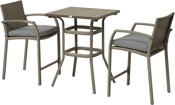 Outsunny 3 PCS Rattan Wicker Bar Set by Outsunny