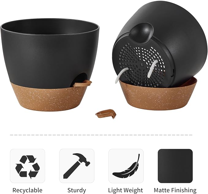 FaithLand 3-Pack Large Planter Pots, 12 10 9 Inch Self Watering Flower Pots - Image 5
