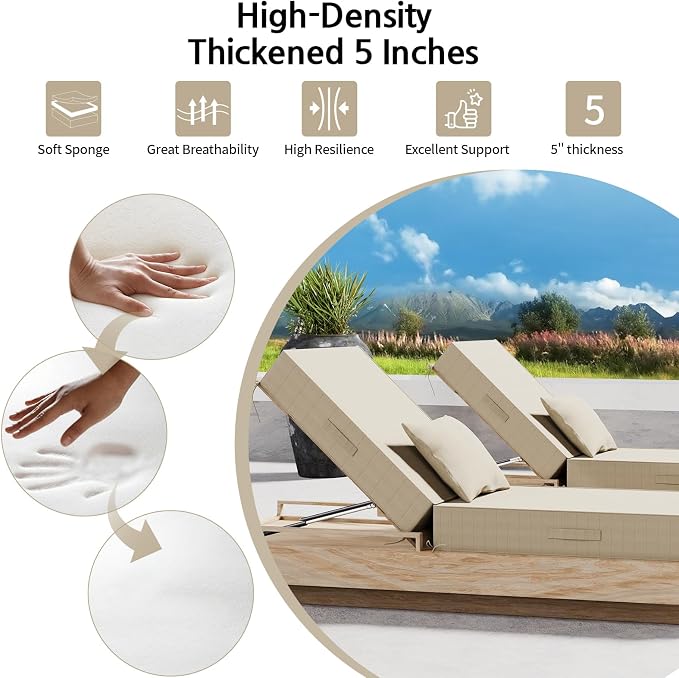 Outdoor Water-Resistant Olefin Chaise Lounge Cushions - Image 4
