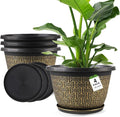 4 Pack 16 Inch Planter, Large Plastic Flower Pots Outdoor Indoor by Nooulap