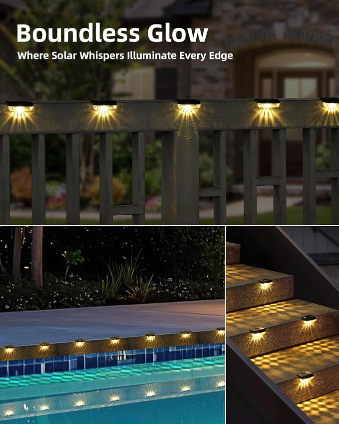 8 Pack Solar Deck Lights Outdoor, Solar Step Lights Waterproof Led Lights - Image 2