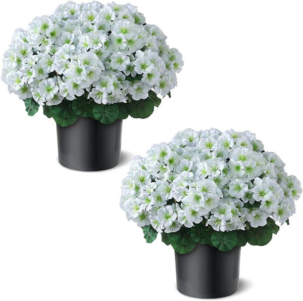 2 Pack Artificial Geranium Flowers Topitary Trees by GLIDLION