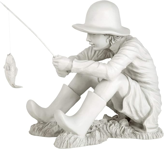 Design Toscano Gone Fishing Fisherman Boy Garden Statue, 17 Inch Tall, Cast - Image 5