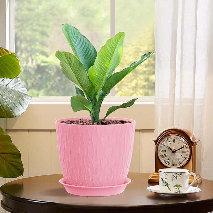 7 inch Plant Pots, 5 Pack Flower Pots - Image 5
