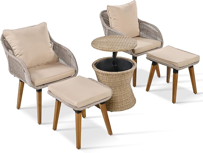 Merax 5 Pieces Patio Furniture Chair Sets, Patio Conversation Set - Image 7