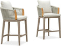 PURPLE LEAF Outdoor Counter Height Bar Stools Chair, Modern Upholstered Patio by PURPLELEAF