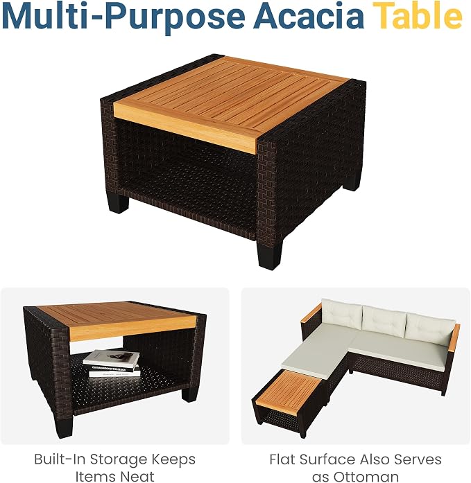 Wisteria Lane Small Patio Furniture Set, All-Weather Wicker Outdoor Sectional - Image 4