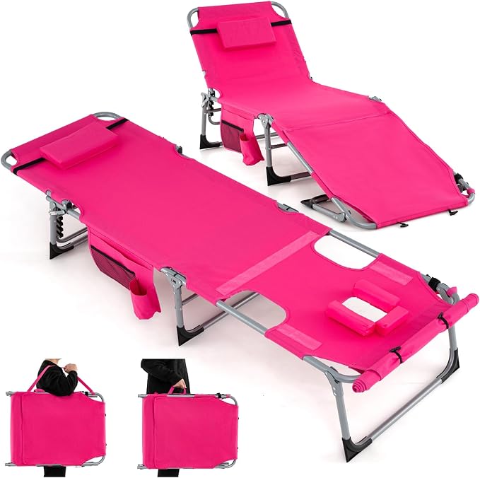 GYMAX Tanning Chair, 330LBS Beach Lounge by GYMAX