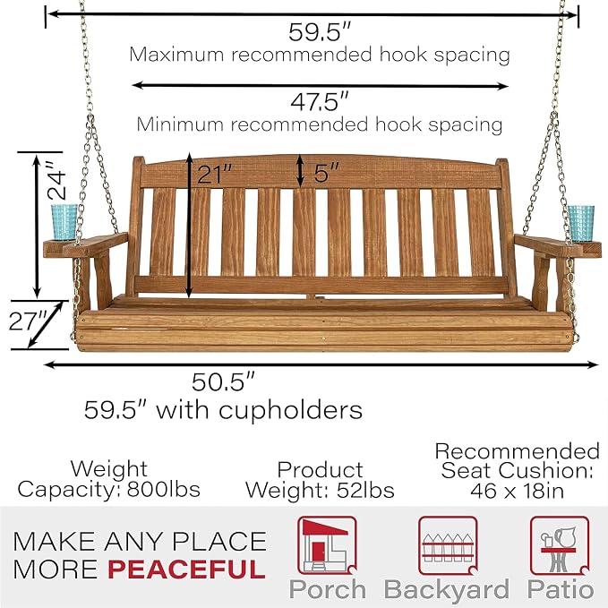 Amish Casual Heavy Duty 800 Lb Mission Treated Porch Swing - Image 5