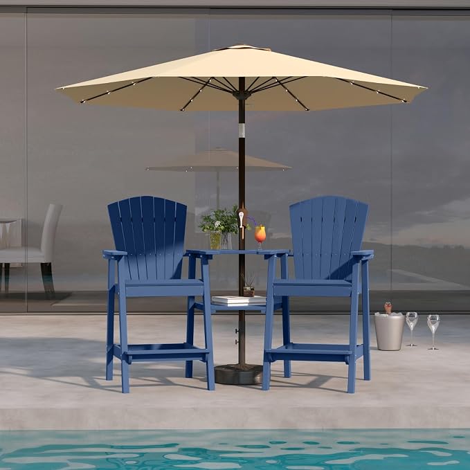 Navy Blue HDPE Tall Adirondack Chair Set of 2 by PatioKingdom