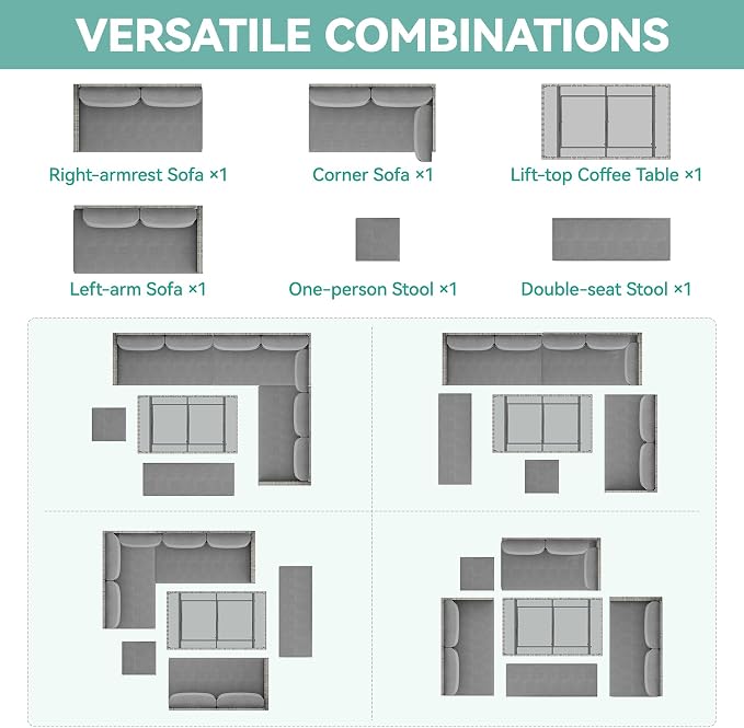 YITAHOME 9-Piece Patio Furniture Set, All-Weather Wicker Outdoor Sectional Sofa - Image 3