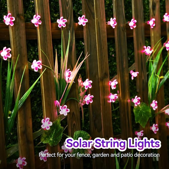 ITICdecor Solar String Flower Lights Outdoor Waterproof 50 LED Fairy Light - Image 5