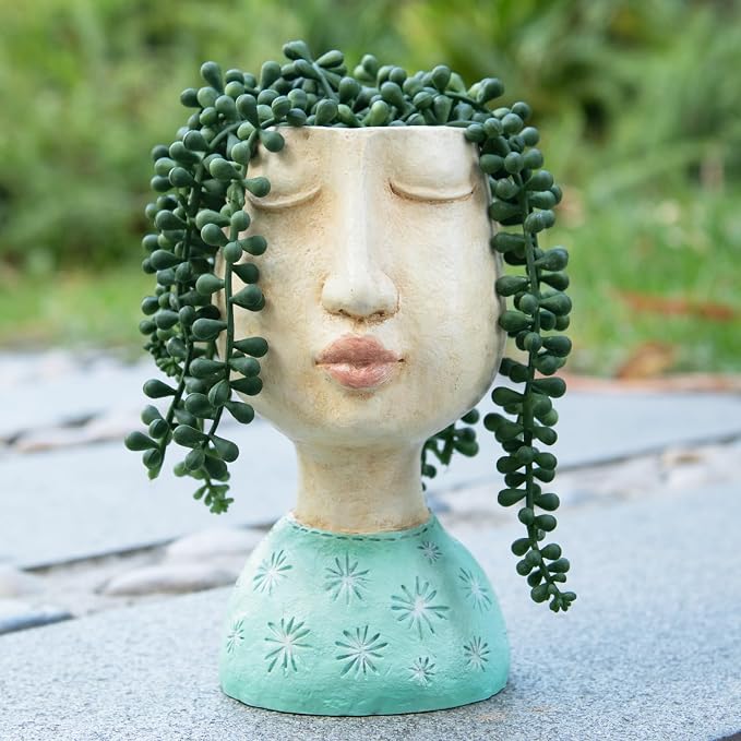 DiliComing Resin Face Planters Pots Head - Image 7