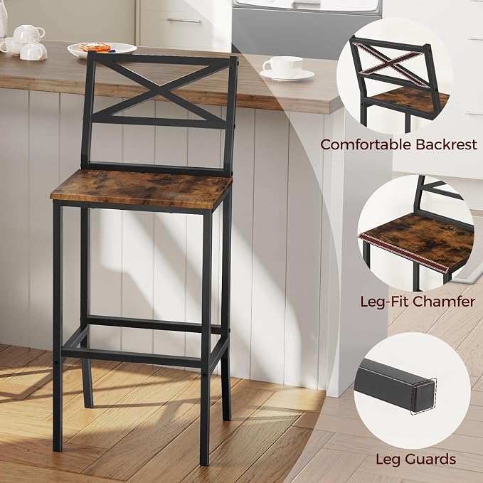 Bar Stools, Kitchen Breakfast Bar Chairs, Easy Assembly, - Image 7