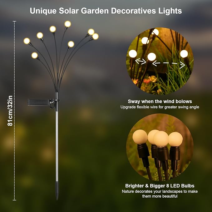 ASMAD Solar Lights Outdoor, Solar Garden Lights, Outdoor Decorations, Firefly - Image 3