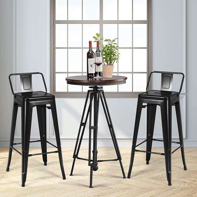 COSTWAY Metal Bar Stools Set of 4, - Image 6