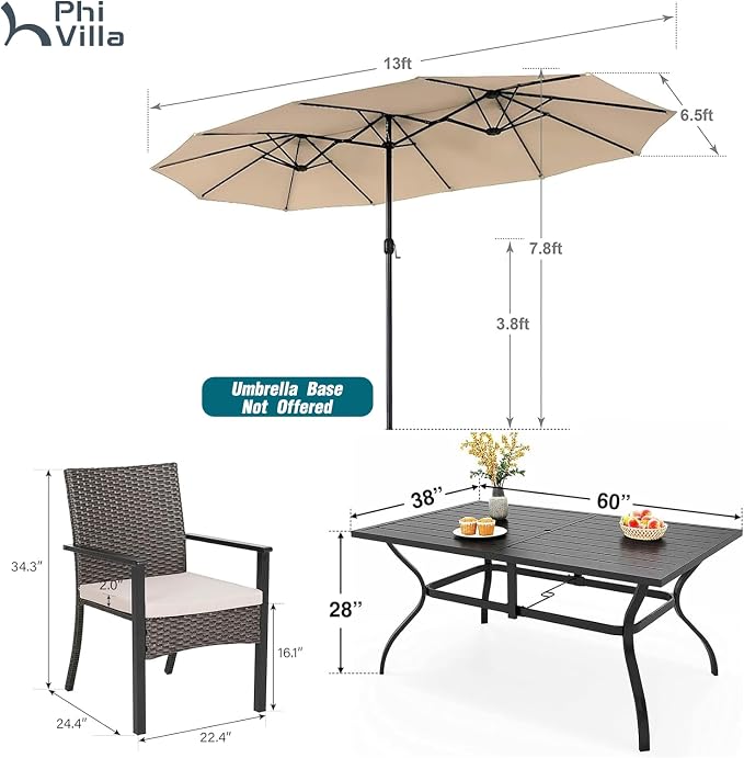 PHI VILLA 7 Pieces Patio Dining Set - Image 9