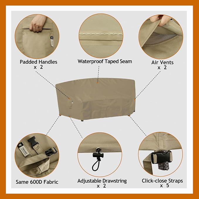 Curved Patio Furniture Cover for Outdoor Sectional Sofa, Lawn Outside Garden - Image 3