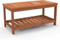 Tangkula Wood Outdoor Coffee Table, 2-Tier Patio Coffee Table by TANGKULA