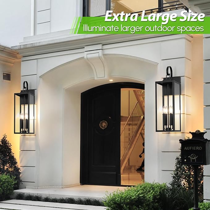 BesLowe 25" Outdoor Wall Light Fixture, 4-Light Extra Large Exterior Lighting - Image 4