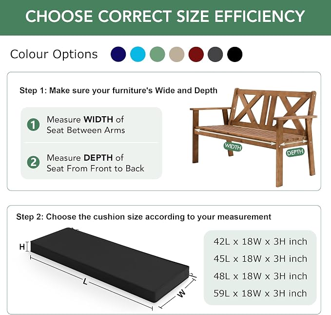 Outdoor Bench Cushion: Waterproof and Fade Resistant Patio Furniture Cushions - Image 6