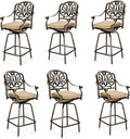 Outvita 6 Piece Outdoor Patio Swivel Bar Stools, All-Weather Cast Aluminum Bar by Outvita