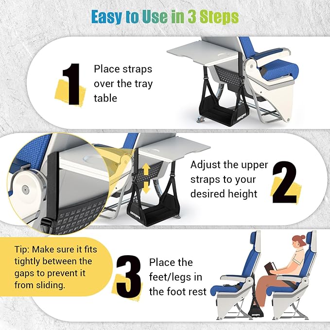 2-Pack Foot Hammock for Plane Travel, No Collapse Thickened Bamboo Airplane - Image 5
