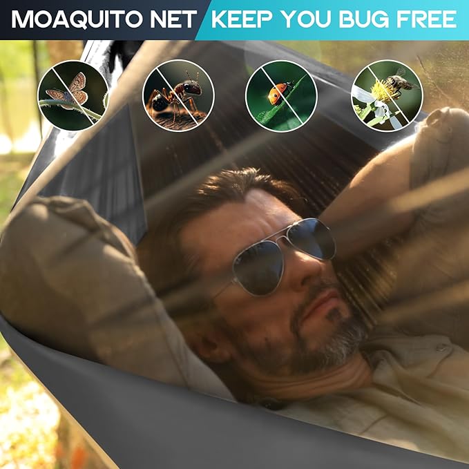 Camping Hammock Mosquito Net, Double & Single Portable Hammocks Hammocks - Image 3
